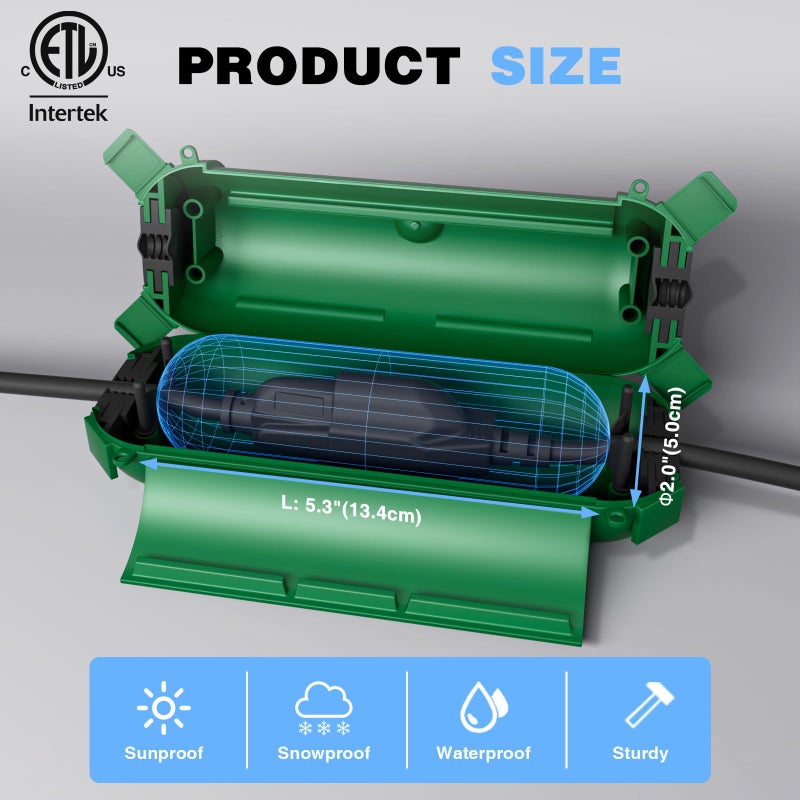 Flemoon [3 Pack] Outdoor Extension Cord Safety Cover, IPX4 Weatherproof Electrical Box to Protect Outdoor Outlet, Plug, Socket, Halloween, Christmas Holiday Decoration Light, Green - Image 3